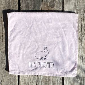 Rae Dunn pastel pink rabbit embroidered kitchen towel